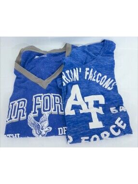 AIR Force Figthin" FALCONS Football AFA Lot 2 T-Shirts BLUE Short Sleeves Both M